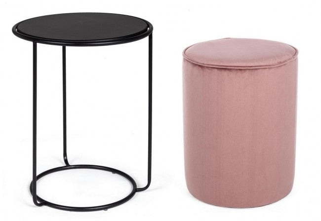 SET2 TAVOLINO-POUF ANNIKA ROSA ANTICO