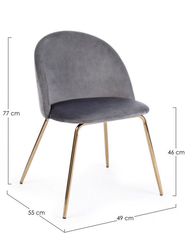 SEDIA TANYA VELLUTO GRIGIO SCURO