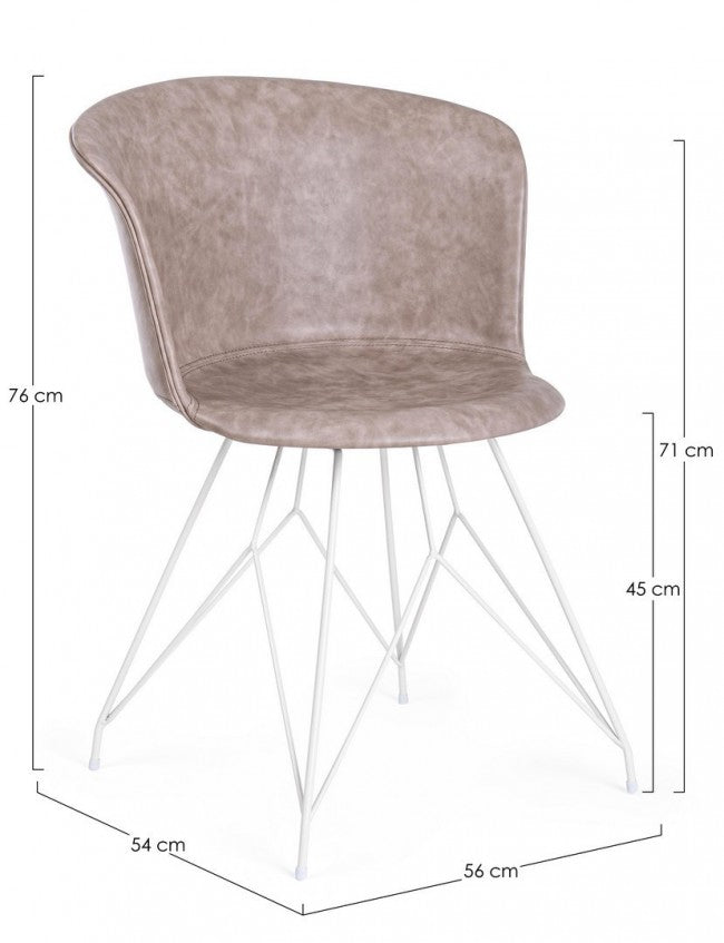 SEDIA LOFT BIANCO PU BEIGE VINTAGE