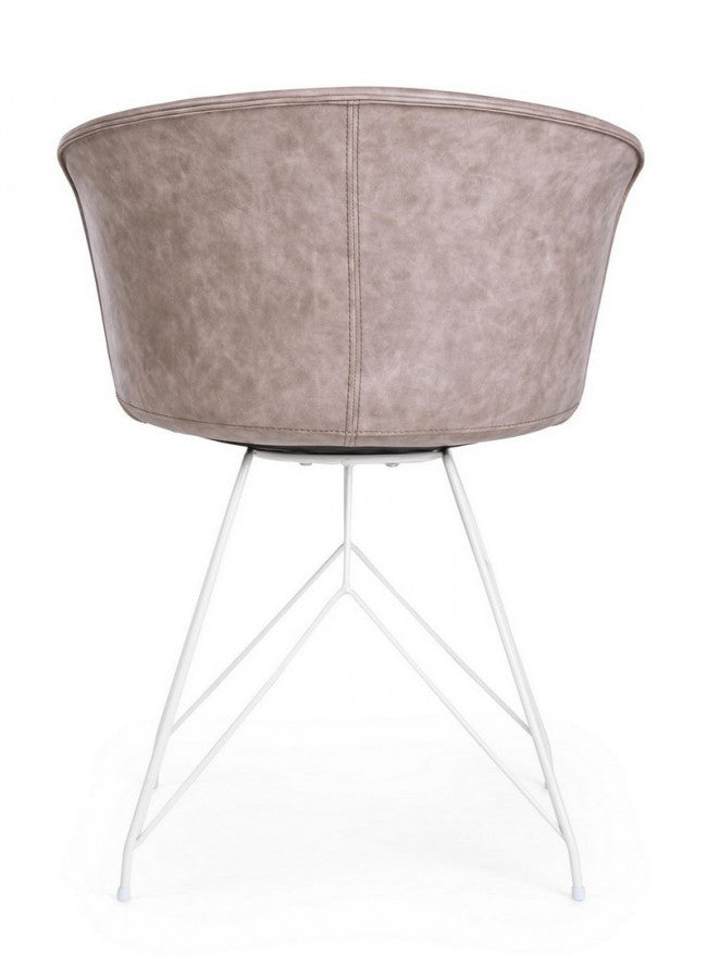 SEDIA LOFT BIANCO PU BEIGE VINTAGE