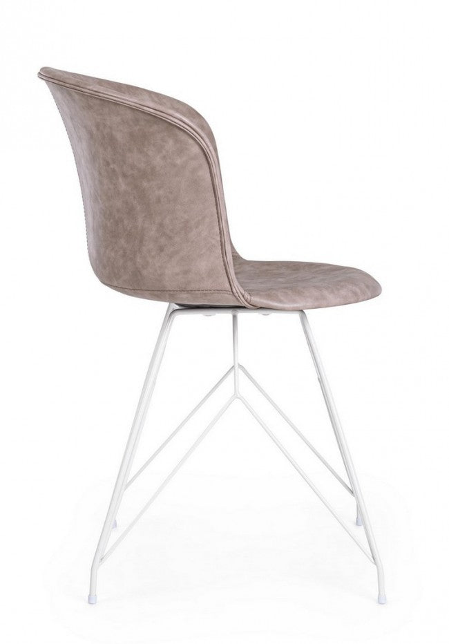 SEDIA LOFT BIANCO PU BEIGE VINTAGE