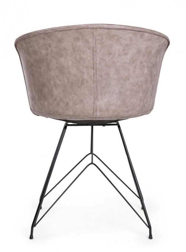 SEDIA LOFT NERO PU BEIGE VINTAGE