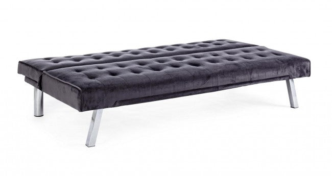 DIVANO LETTO FORBES VELLUTO GRIGIO SCURO