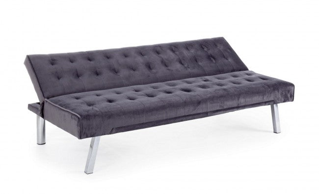 DIVANO LETTO FORBES VELLUTO GRIGIO SCURO