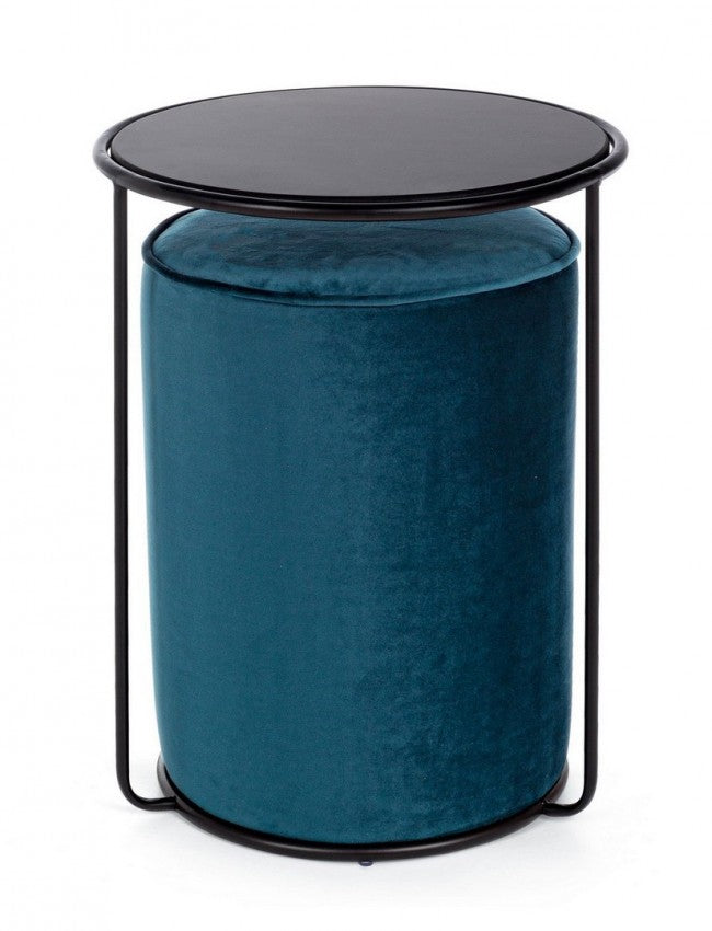 SET2 TAVOLINO-POUF ANNIKA BLU PAVONE