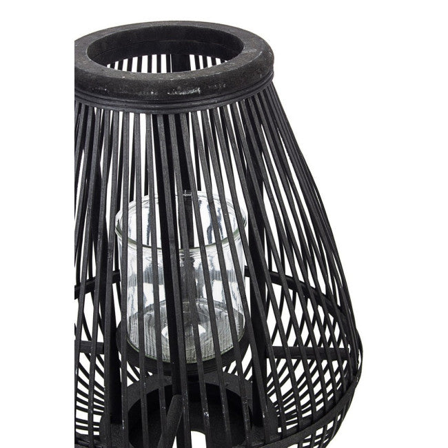 LANTERNA TREPPIEDE BAMBOO NERO H78