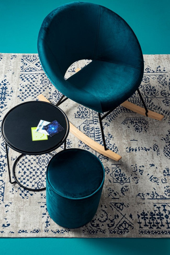 SET2 TAVOLINO-POUF ANNIKA BLU PAVONE