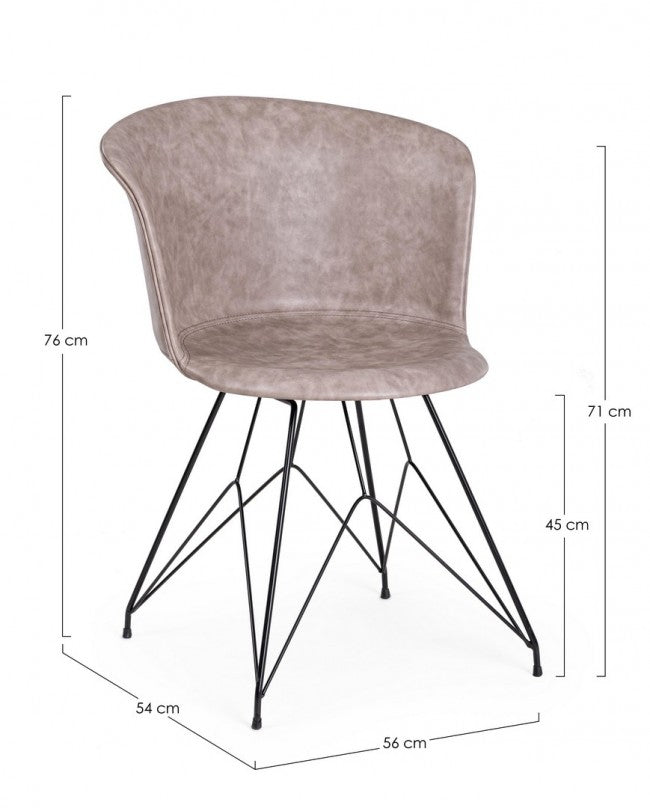SEDIA LOFT NERO PU BEIGE VINTAGE