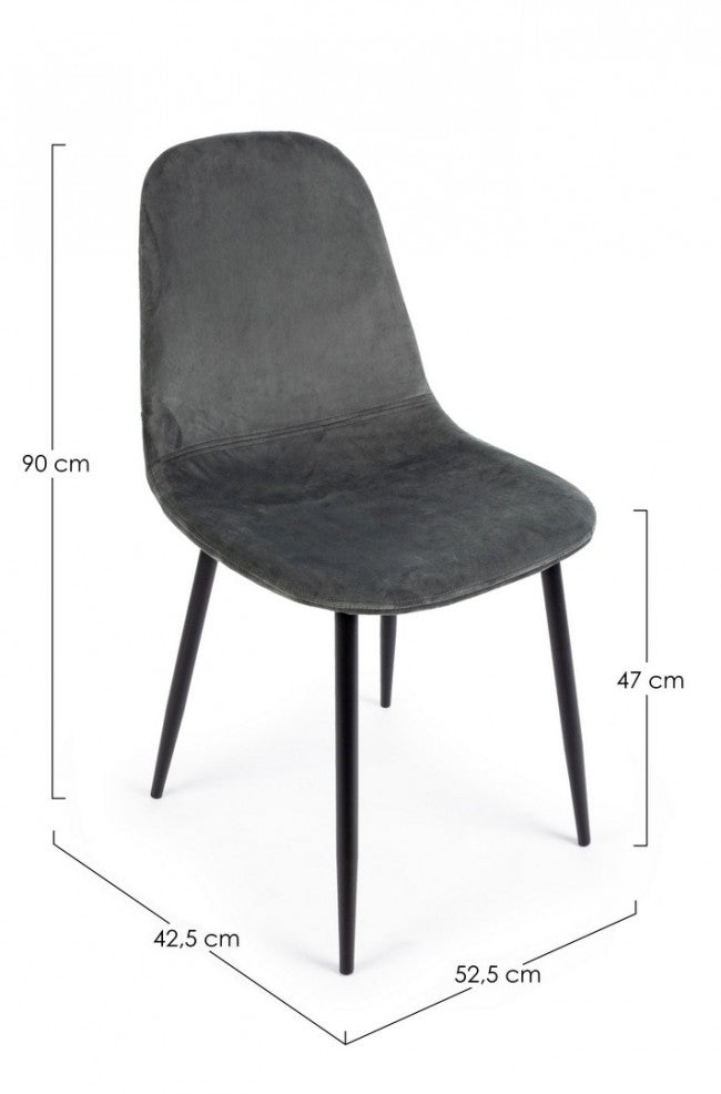 SEDIA IRELIA VELLUTO GRIGIO SCURO