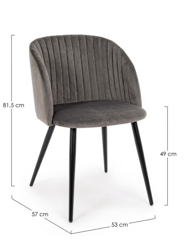 SEDIA QUEEN VELVET GRIGIO CADETTO