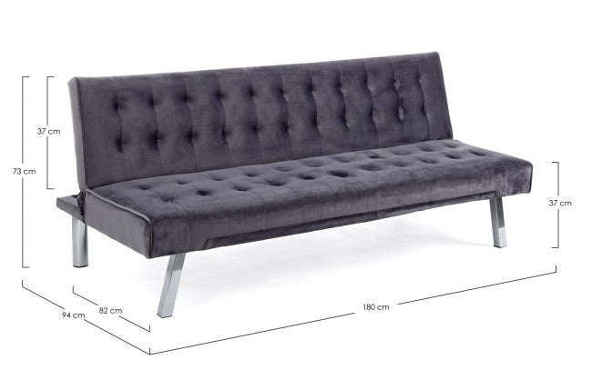 DIVANO LETTO FORBES VELLUTO GRIGIO SCURO