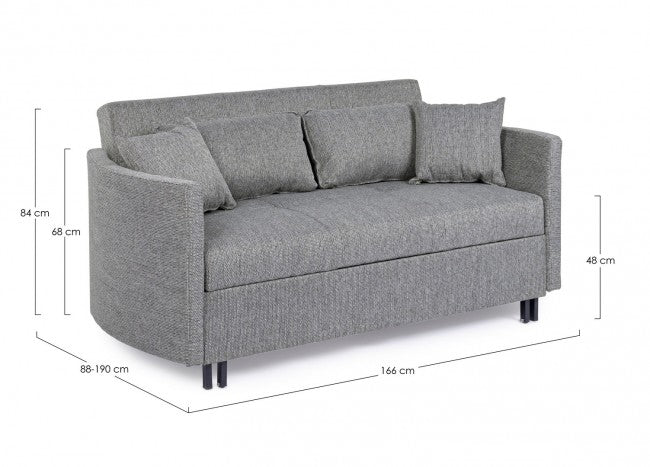 DIVANO LETTO CLAYTON C-C NERO-GRIGIO