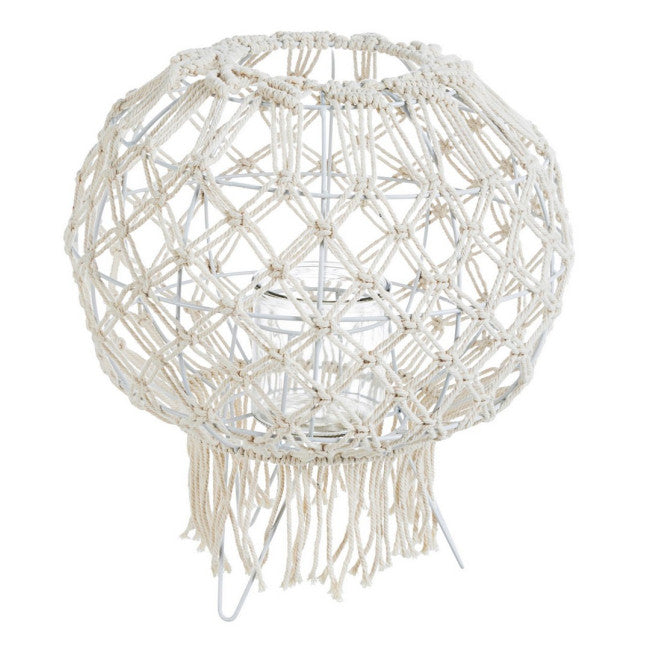 LANTERNA MACRAME BIANCO H38