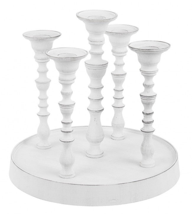 CANDELABRO KYLIE 5F BIANCO C-BASE H22
