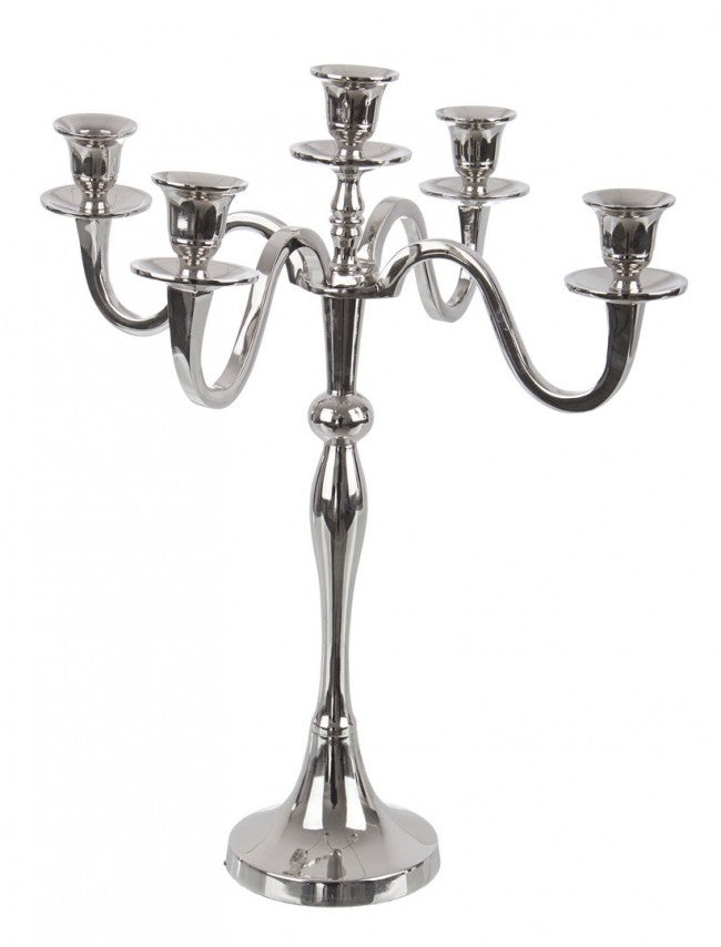 CANDELABRO NORAH 5FUOCHI ARGENTO H43