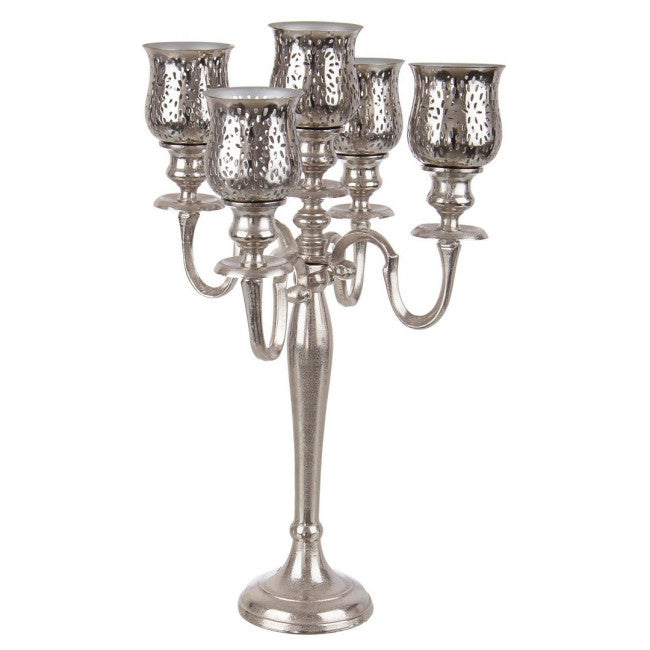CANDELABRO SHARYN 5FUOCHI ARGENTO H62