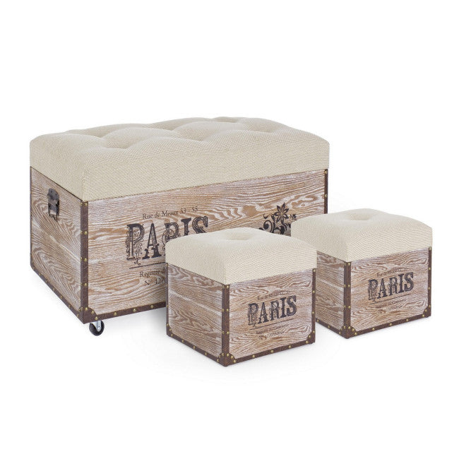 SET3 POUF TRAVEL PARIS CORDA