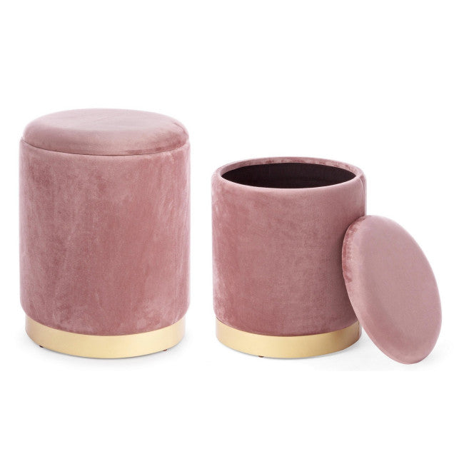 SET2 POUF CONTENITORE POLINA ROSA ANTICO