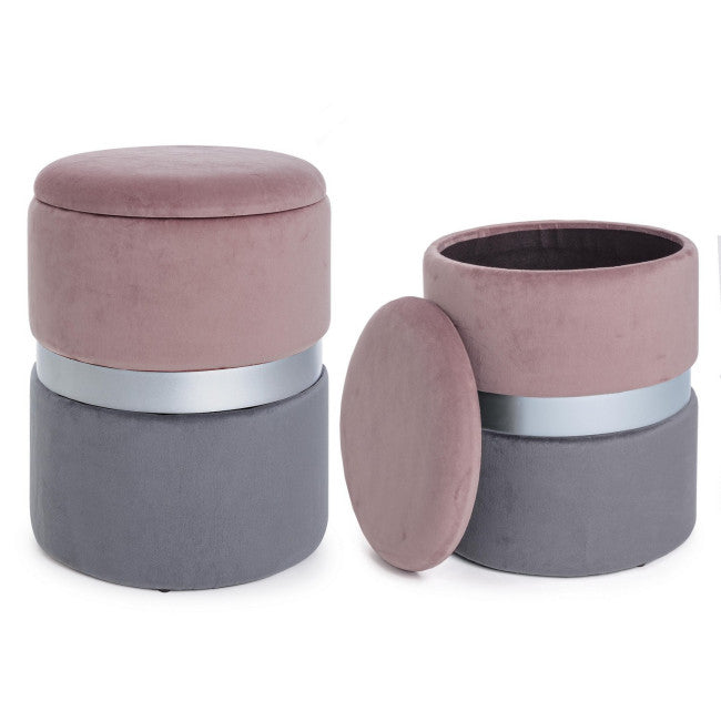 SET2 POUF CONT.POLINA ROSA-GRIGIO