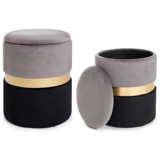 SET2 POUF CONT.POLINA GRIGIO-NERO