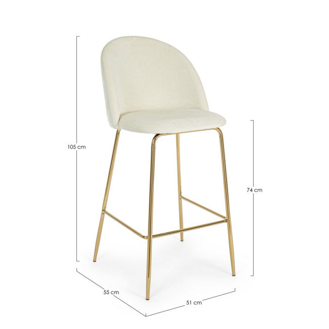 SGABELLO BAR CARRY VELLUTO BIANCO