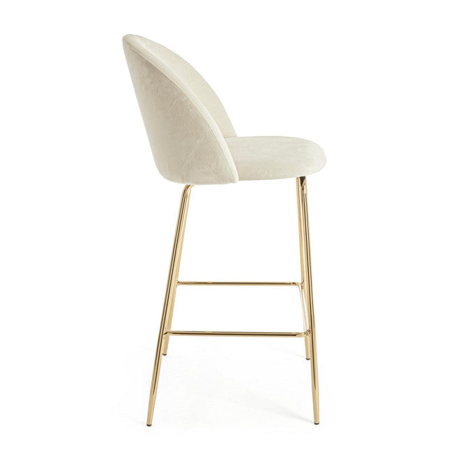 SGABELLO BAR CARRY VELLUTO BIANCO