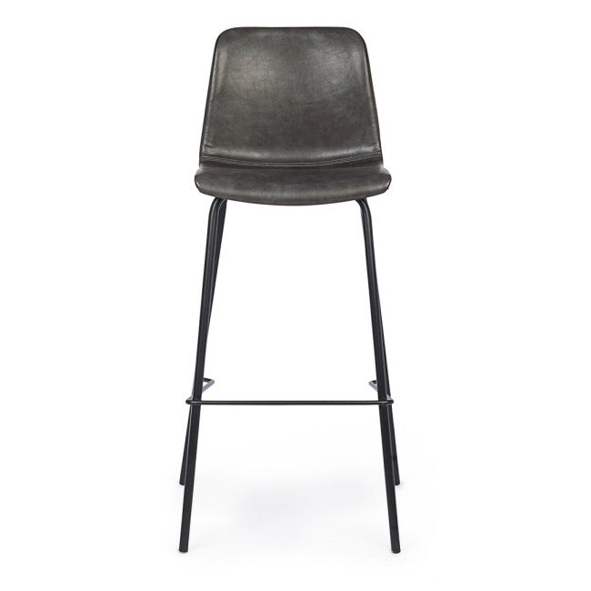 SGABELLO BAR KYRA PU ANTRACITE VINTAGE