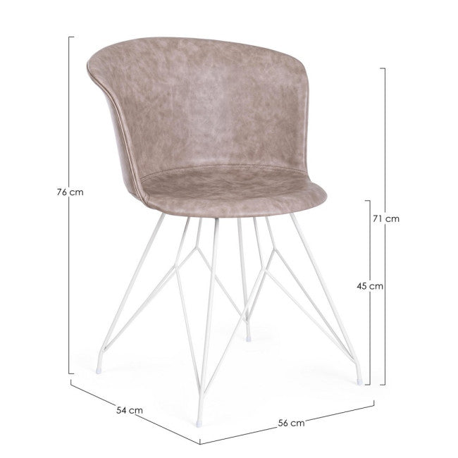 SEDIA LOFT BIANCO PU BEIGE VINTAGE