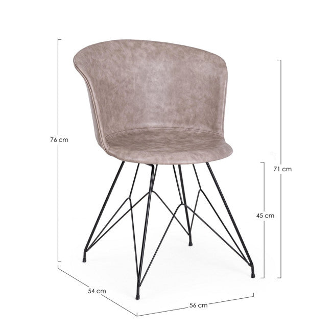 SEDIA LOFT NERO PU BEIGE VINTAGE