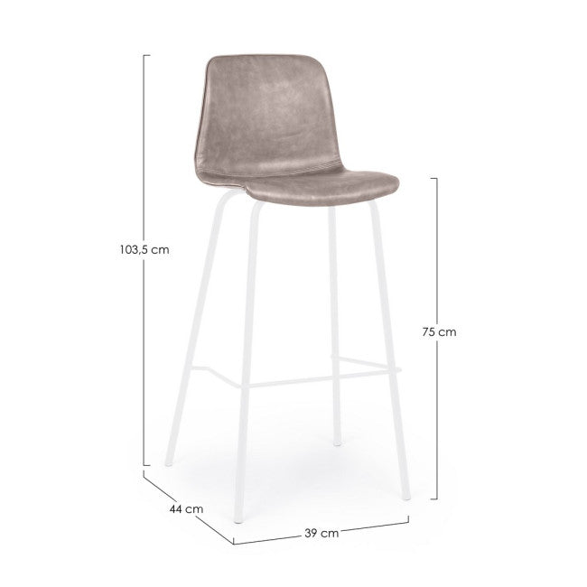 SGABELLO BAR KYRA BIANCO PU BEIGE VINT.