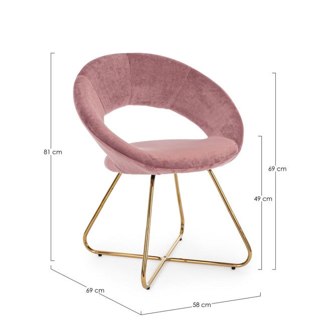 POLTRONA VANITY ORO VELLUTO ROSA