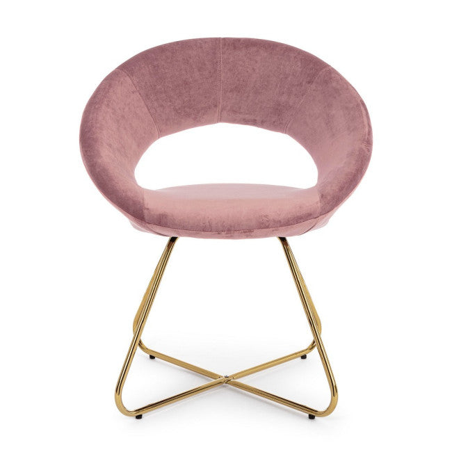 POLTRONA VANITY ORO VELLUTO ROSA