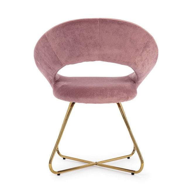 POLTRONA VANITY ORO VELLUTO ROSA