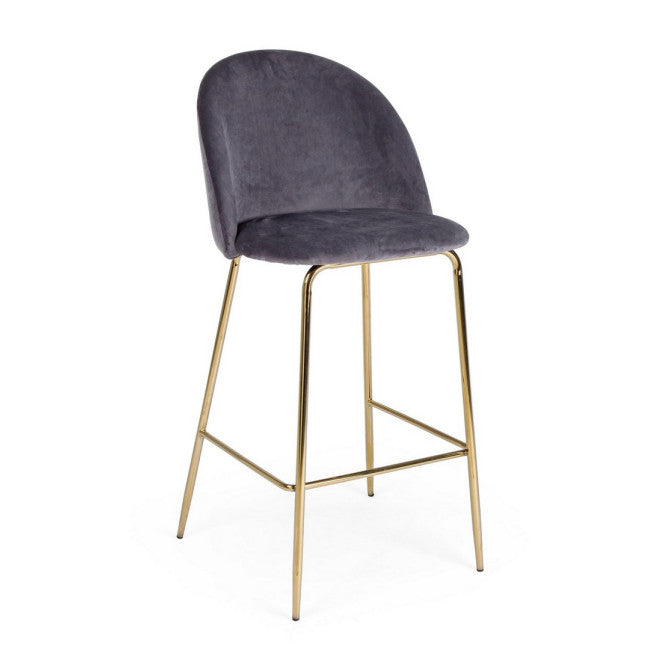 SGABELLO BAR CARRY VELLUTO GRIGIO SCURO