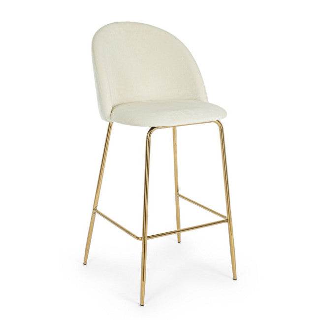 SGABELLO BAR CARRY VELLUTO BIANCO
