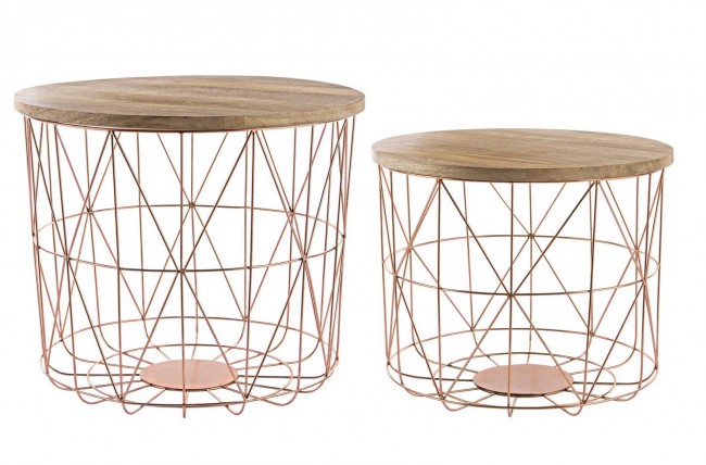 SET2 TAVOLINO CONTENITORE INTRECCIO RAME