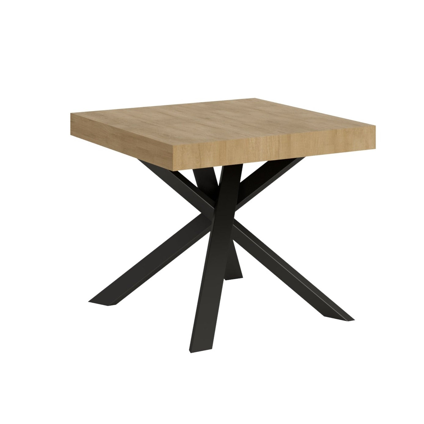 Tavolo Clerk 90x90 allungato 194 piano Quercia Natura gambe Antracite