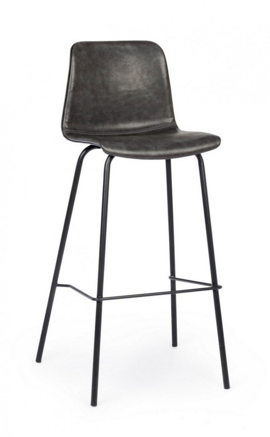 SGABELLO BAR KYRA PU ANTRACITE VINTAGE