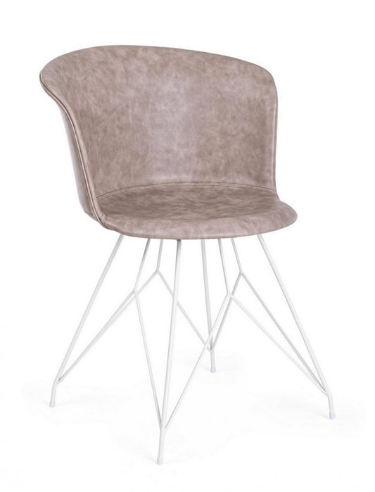 SEDIA LOFT BIANCO PU BEIGE VINTAGE