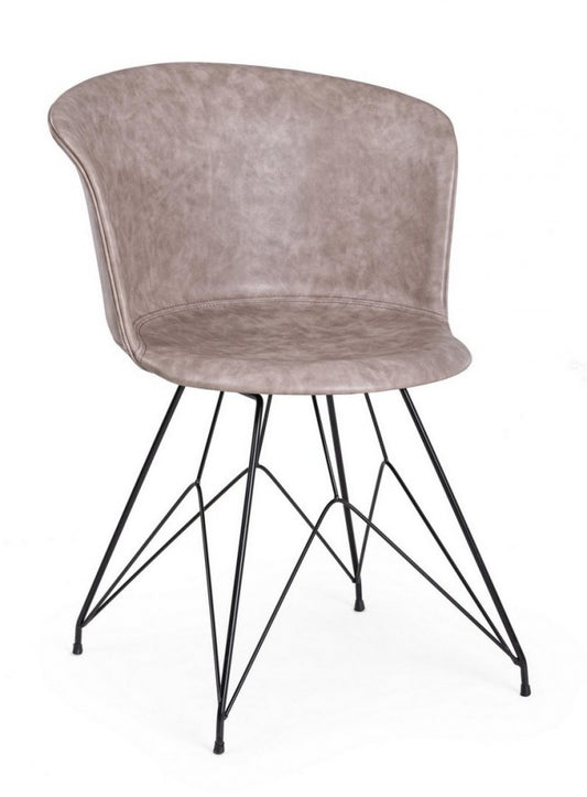 SEDIA LOFT NERO PU BEIGE VINTAGE