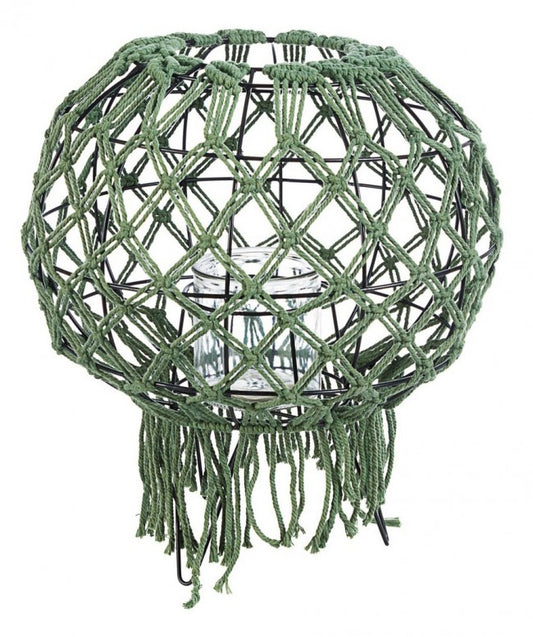 LANTERNA MACRAME VERDE H38