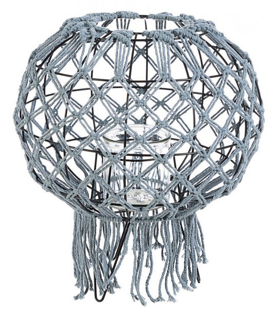 LANTERNA MACRAME GRIGIO H38