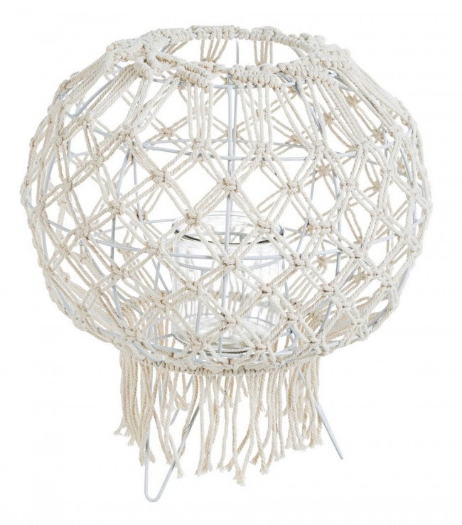 LANTERNA MACRAME BIANCO H38