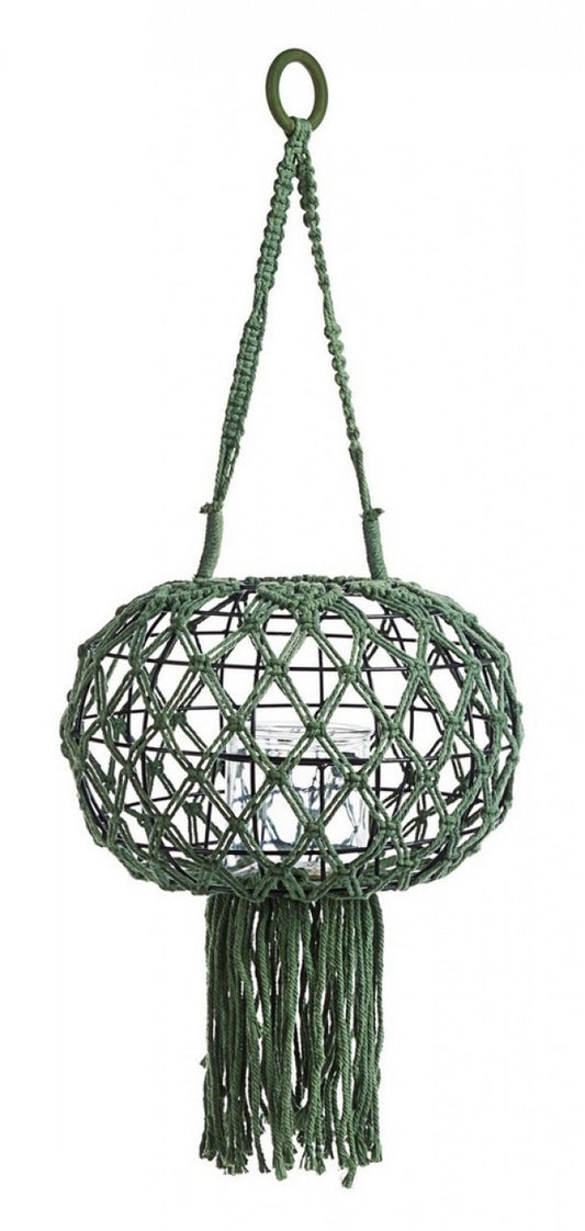 LANTERNA SOSPESA MACRAME VERDE H70