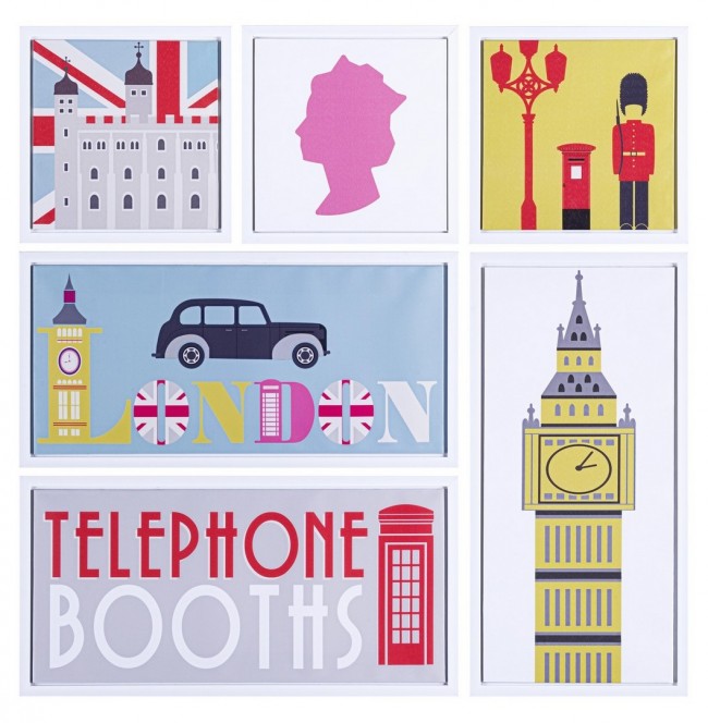 SET6 STAMPA SU TELA C-C LONDON 90X90