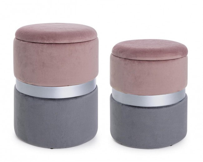 SET2 POUF CONT.POLINA ROSA-GRIGIO