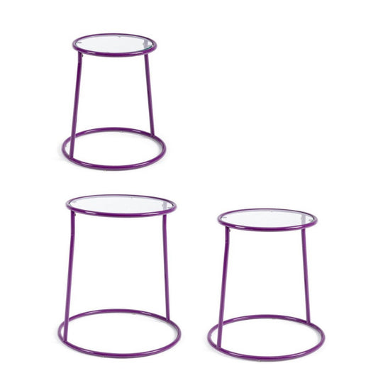 SET3 TAVOLINO MAGIA VIOLA ACCIAIO-VETRO