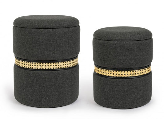 SET2 POUF CONTENITORE KARINA CARBON