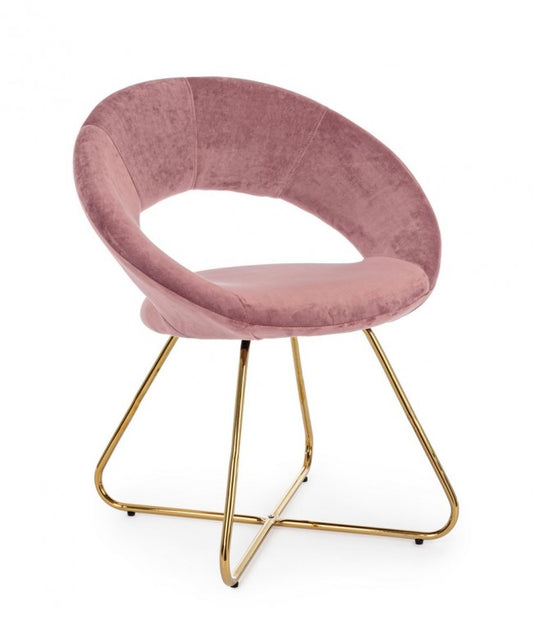 POLTRONA VANITY ORO VELLUTO ROSA