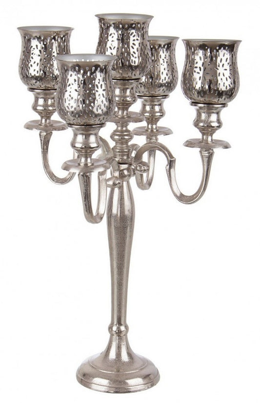 CANDELABRO SHARYN 5FUOCHI ARGENTO H62